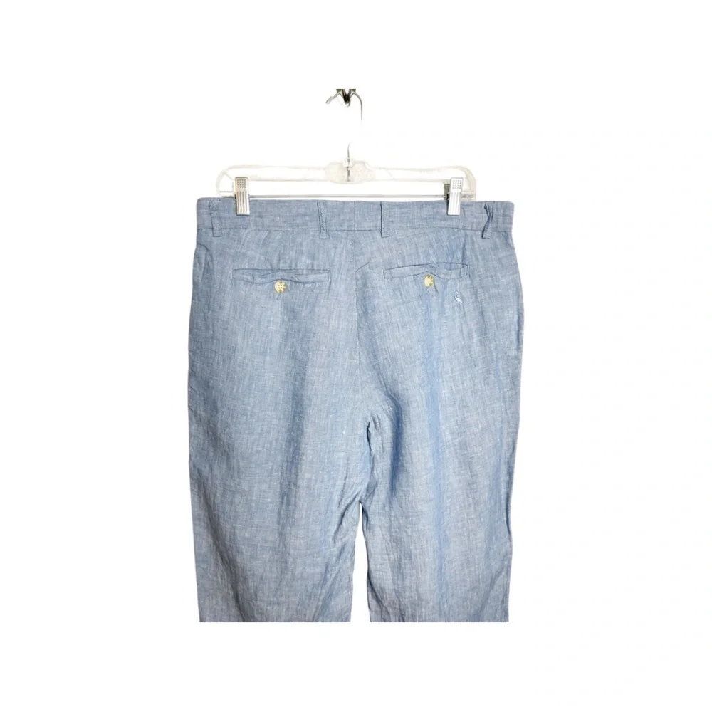 TailorBryd collection Linen Men blue pebbled Beach flat front golf pants 34/32